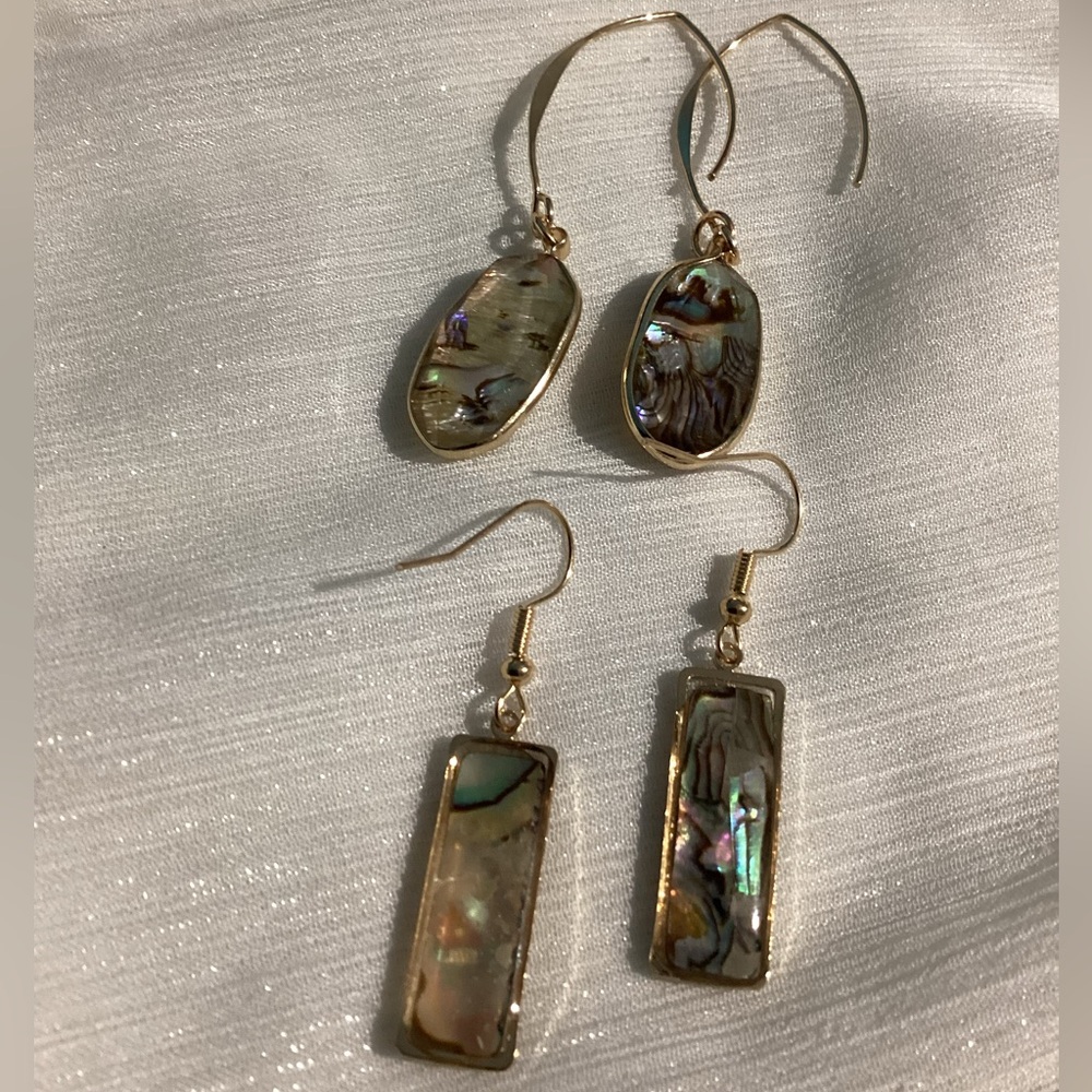 🐚Abalone Shell Earring Set – 2 Pair Bundle ✨ - Picture 5 of 17